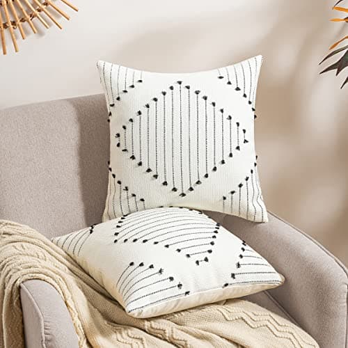 Fluffy Tan Throw Pillow Covers Set of 2 - 18 X 18 Boucle Sherpa Pillow Covers