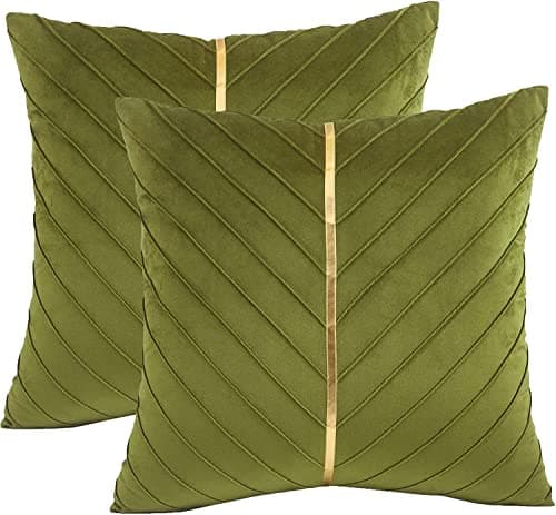 Tosleo Gold Leather Decor 18x18 Inch Brown Velvet Throw Pillow Covers