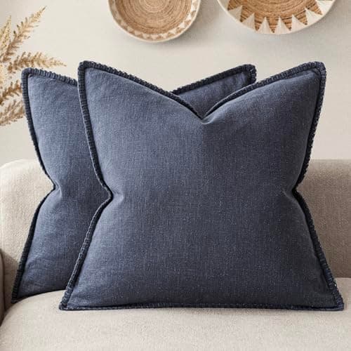 Foindtower Neutral Stitched Throw Pillow Covers 12x20 Set of 2, Rustic Living Room Decor
