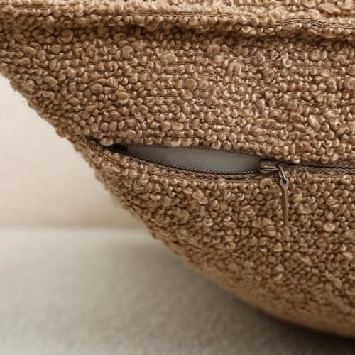 LIGICKY 18x18 Inch Light Brown Textured Neutral Boucle Pillow CoversPack of 2
