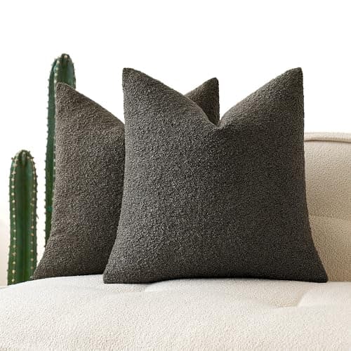 MIULEE 18x18 Inch Textured Boucle Pillow Covers Set of 2 BrownAccentLivingroom Decor
