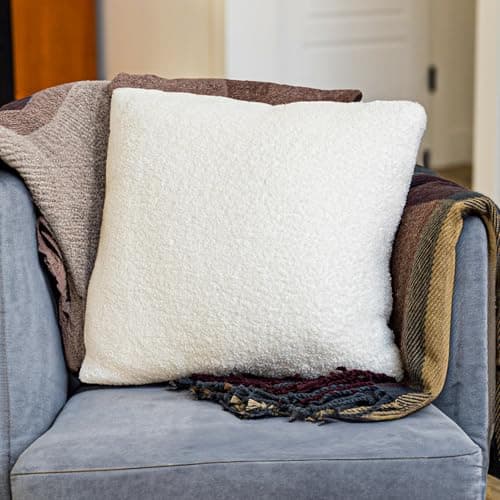 SAMIAH LUXE Black Teddy Boucle Pillow Covers, 18x18, 2pcs, Modern Farmhouse Boho Decor