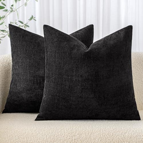 MIULEE Soft Chenille Throw Pillow Covers, Beige, 18x18 Inch