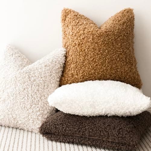 Bronze Curly Teddy Wool Pillow Covers Set - 2 Pack