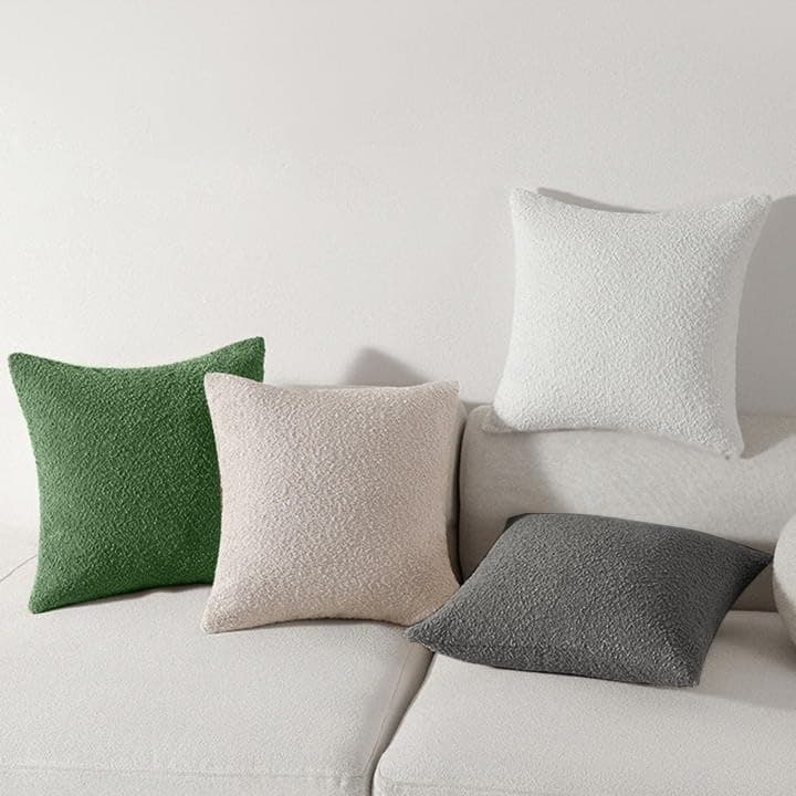 Textured Boucle Solid Pillow Cases, 17.7x17.7 Inch Set of 2
