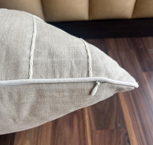 VAGMINE Hand Embroidered Daisy Accent Pillow Cover - 18x18 Inches - 100% Linen Decor - Boho Floral Couch Cushion