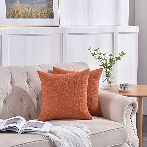 Cozy Terracotta Bouclé Textured Throw Pillow Covers 18"x18"