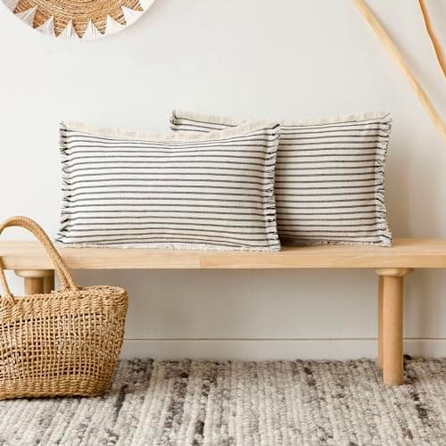 Modern Striped Throw Pillow Covers Set of 2 for Living Room Farmhouse Decor