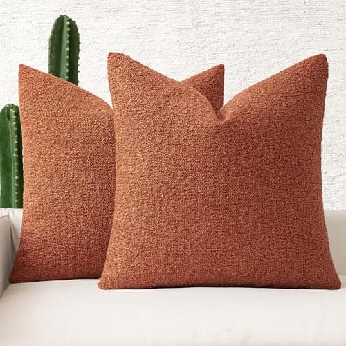 MIULEE 18x18 Inch Textured Boucle Pillow Covers Set of 2 BrownAccentLivingroom Decor