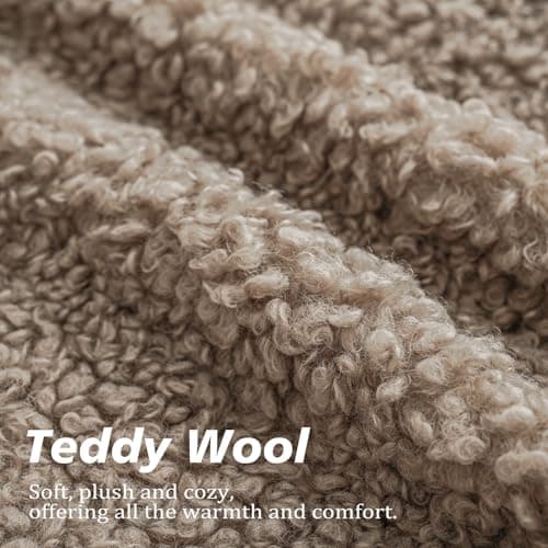 Set of 2 Curly Teddy Wool Pillow Covers for Sofa Bedroom Car - 12x20 Khaki