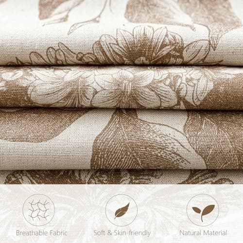 Vintage Floral Linen Throw Pillow Covers Set of 2 for Farmhouse Home Decor, 22x22 Inch