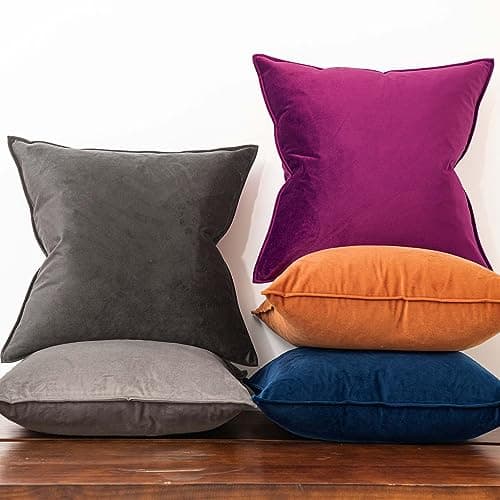 JUSPURBET Velvet Throw Pillow Covers 20x20 Inch Set of 2