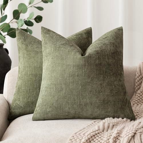 Farmhouse Style Set of 2 Throw Pillow Covers 18x18 Inch, Taupe