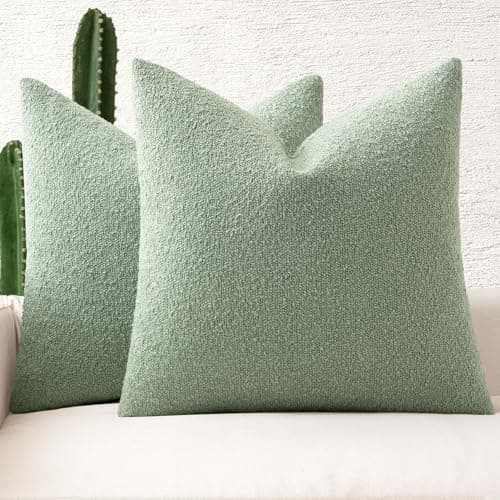MIULEE 18x18 Inch Textured Boucle Pillow Covers Set of 2 BrownAccentLivingroom Decor