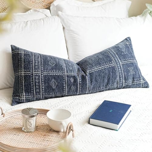 Boho Farmhouse Brown Lumbar Throw Pillow Covers, Set of 2