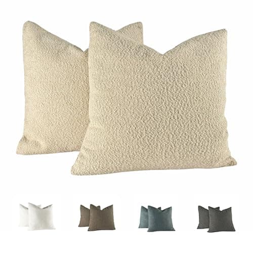 Dark Khaki Textured Boucle Throw Pillow Covers 18x18 Inch Home Decor