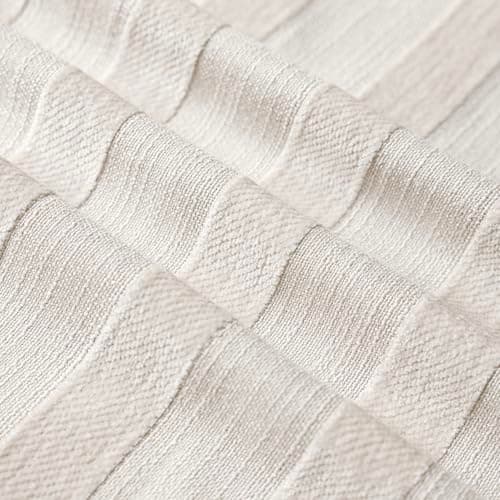 Foindtower Set of 2 Striped Chenille Throw Pillow Covers - Soft 24x24 Inch Luxury Accents for Bedroom, Couch, and Living Room Home Decor in Natural Ivory