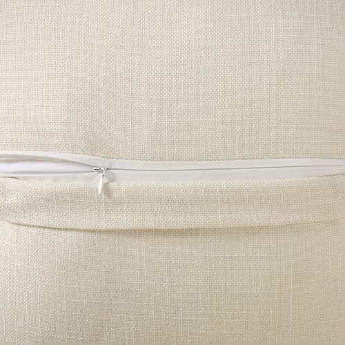 HAUSSY Cream White Linen Throw Pillow Covers, Modern Farmhouse Decor