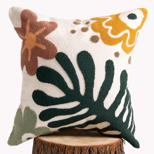 18x18 Boho Jacquard Tufted Pillow Covers, Farmhouse Decor