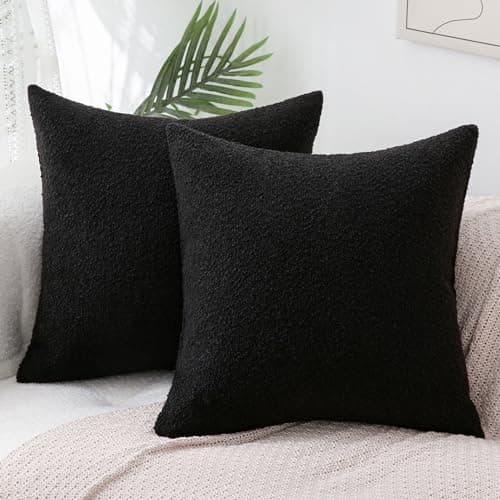 Artcest Black Textured Square Throw Pillow Covers 18"x18"