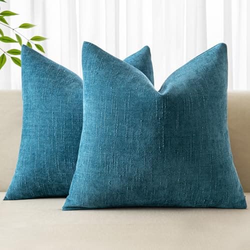 MIULEE Soft Chenille Throw Pillow Covers, Beige, 18x18 Inch