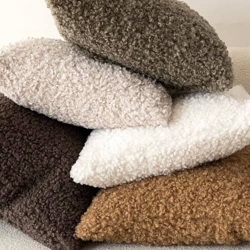 Sheepskin Faux Fur Throw Pillow Covers 18x18 Inch for Bed and Couch