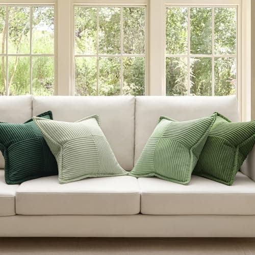 MIULEE Spring Green Patchwork Throw Pillow Covers for Home Decor