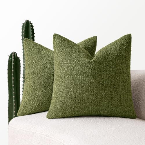 MIULEE 18x18 Inch Textured Boucle Pillow Covers Set of 2 BrownAccentLivingroom Decor