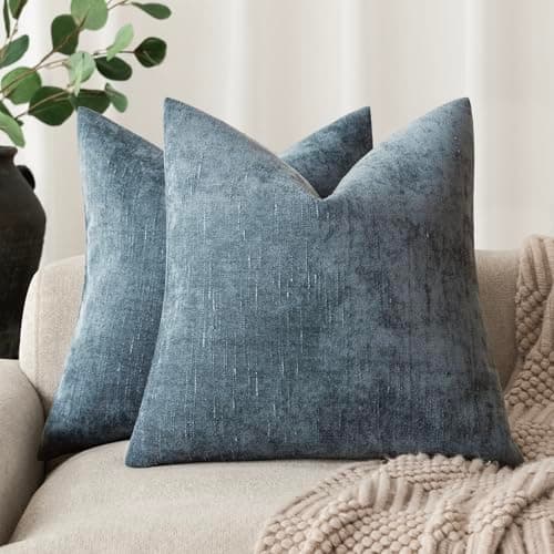 Farmhouse Style Set of 2 Throw Pillow Covers 18x18 Inch, Taupe