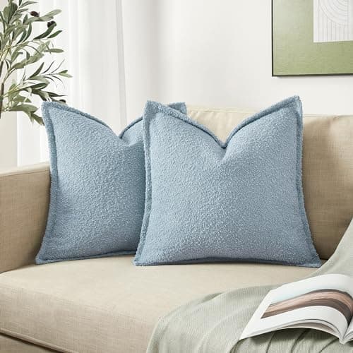 DFXSZ Simple Imitation Lamb Wool Throw Pillow Covers 18x18 Set of 2 Home Decor