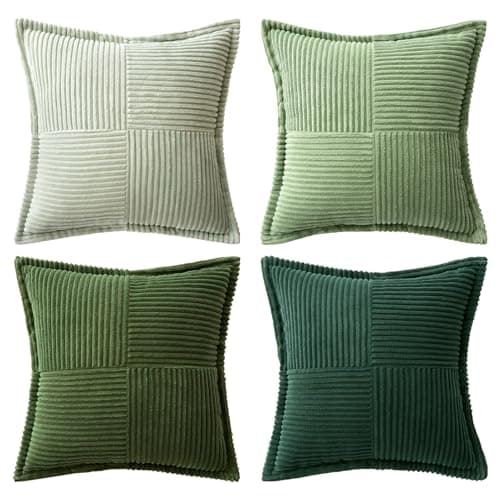 MIULEE Spring Green Patchwork Throw Pillow Covers for Home Decor
