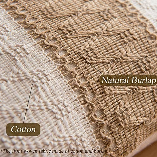 Farmhouse Throw Pillow Cover with Tassels - Boho Neutral Accent for Couch Sofa