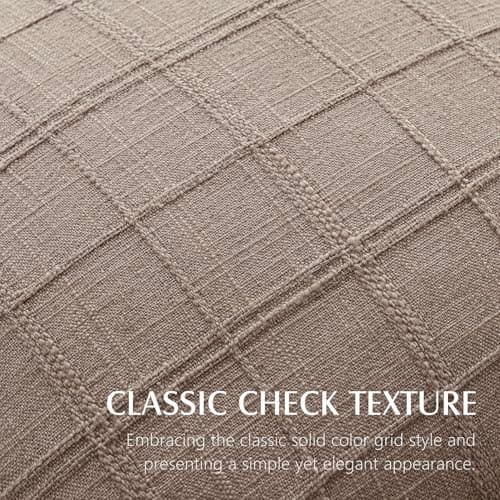 Farmhouse Decorative Linen Check Throw Pillow Covers Set of 2 for Living Room, 22x22 Inch