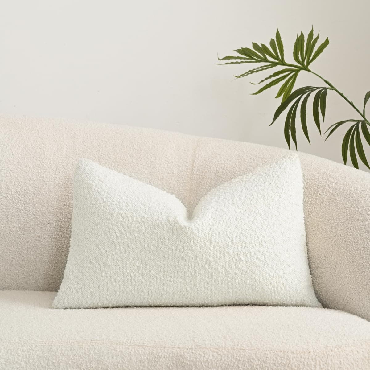 Sanmetex Textured 12x20 Inch Boucle Pillow Covers, Home Decor Rectangular Cushion Cases White