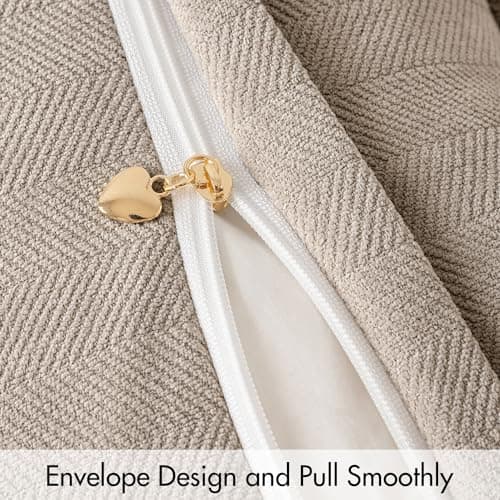 EMEMA Beige 18x18 Inch Chenille Throw Pillow Covers for Home Decor