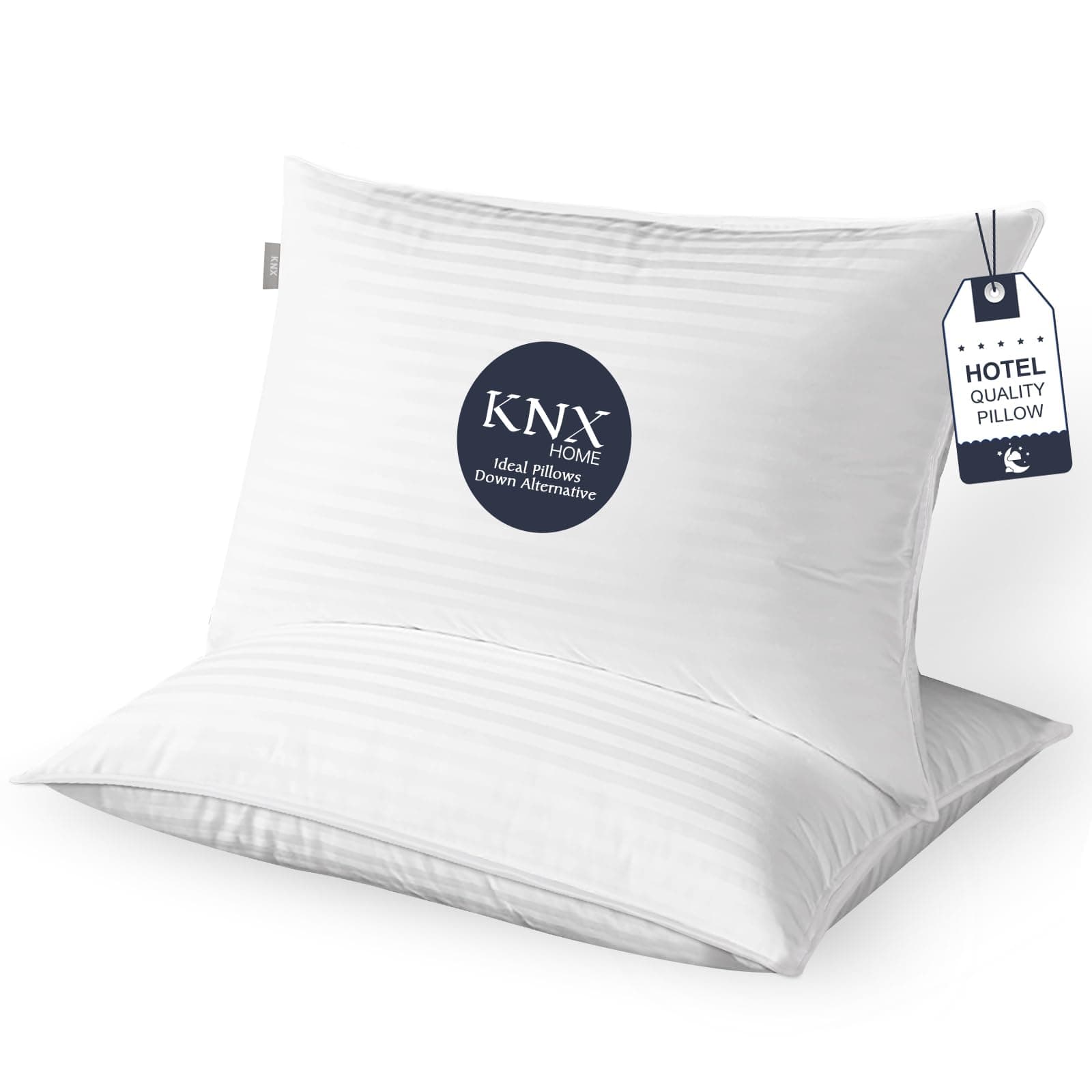 Breathable Cover Soft Bed Pillows, Hypoallergenic, Machine Washable (Stripe, King)