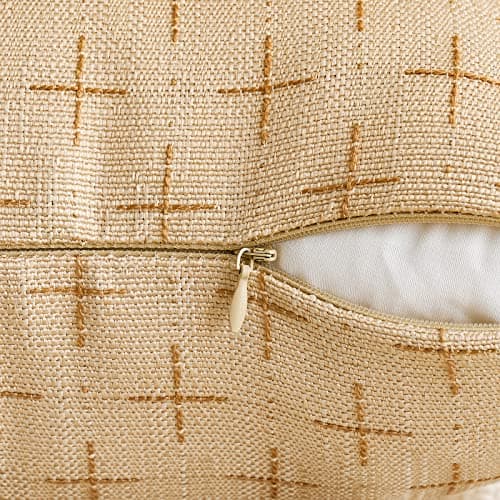 MIULEE Pack of 2 Burlap Linen Throw Pillow Covers for Sofa Couch 18x18 Inch Light Coffee