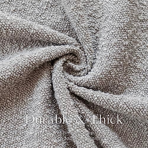 Neutral Grey Textured Boucle Throw Pillow Covers - 18 x 18 Inch Square for Home Decor