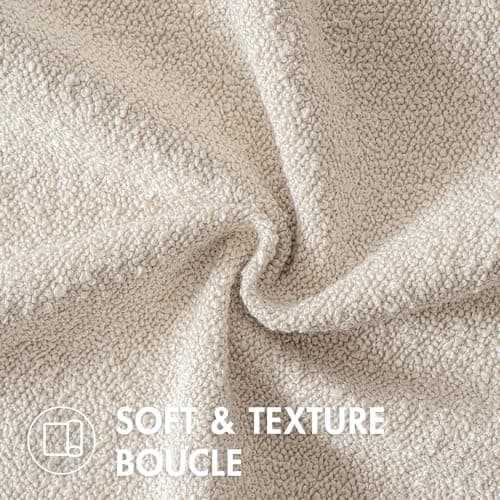 MIULEE Textured Boucle Pillow Covers Beige Cream White 18x18 Inch Bundle Set of 2