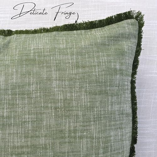 20x20 Boho Farmhouse Textured Cotton Pillow Covers with FringeAccent Pillowcases Set of 2