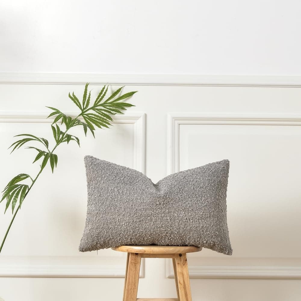 Textured Solid Boucle Pillow Cover 12x20 Inch, Cozy Woven Rectangle Cushion Cover for Sofa, Couch, Bed