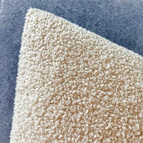 Foindtower Set of 2 Light Beige Faux Fur Throw Pillow Covers, 18 x 18 Inch Plush Cushion Cases for Living Room and Sofa