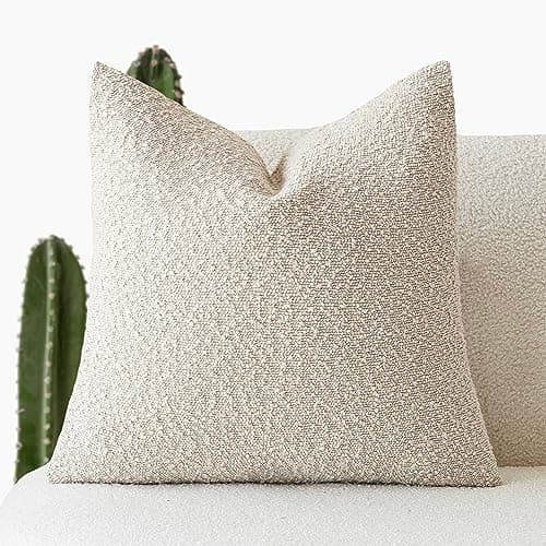 Textured Boucle Throw Pillow Covers - Cozy Solid Accent Cases for Home Decor, 18 x 18 Inch
