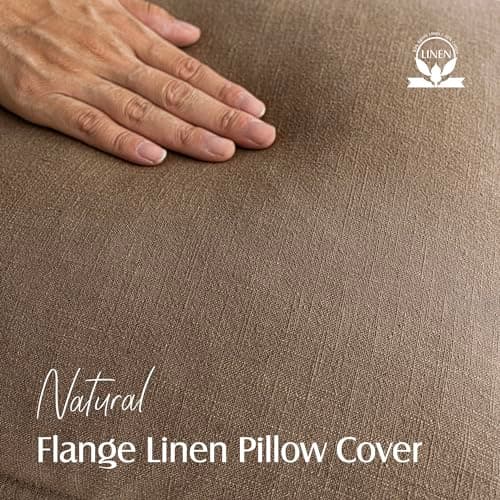Decorative Linen Throw Pillow Covers 22 x 22 Inch Light Brown Pack of 2