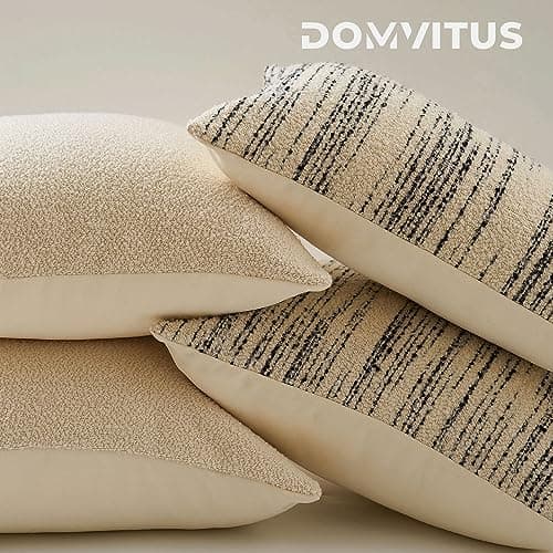 Luxury Boucle Pillow Covers for Living Room Sofa - Cream Yellow