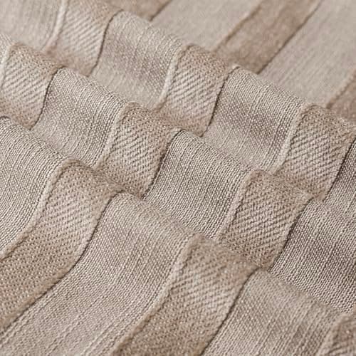 Foindtower Set of 2 Striped Chenille Throw Pillow Covers - 20x20 Inch Luxury Cushion Covers for Home Decor in Khaki Tan