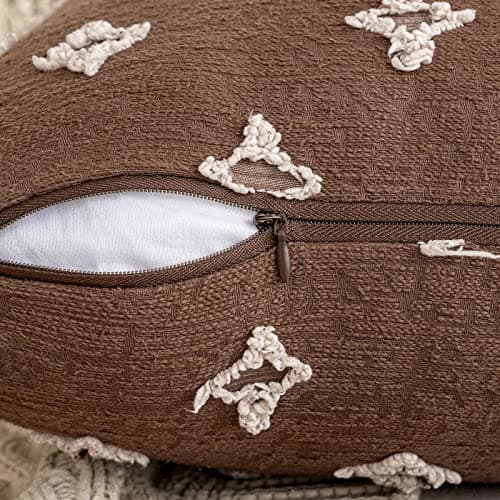 MIULEE 2-Pack Rhombic Jacquard Throw Pillow Covers, Soft Square Cushion Case for Summer Couch, 18x18 Inch, Brown