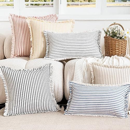 Modern Striped Throw Pillow Covers Set of 2 for Living Room Farmhouse Decor