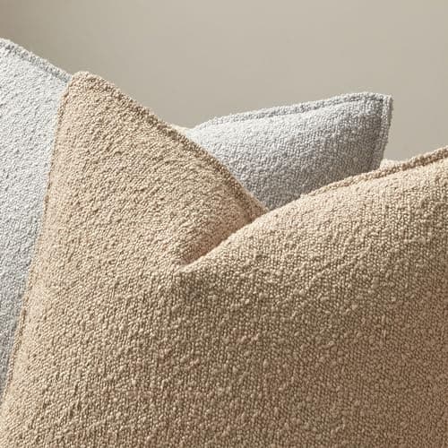 Oatmeal Boucle Throw Pillow Covers 20x20 Inch Set of 2 for Decorative Sofa Couch