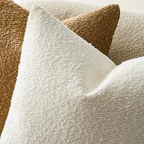 Textured Boucle Throw Pillow Covers - Cozy Soft Decorative Cushion Case